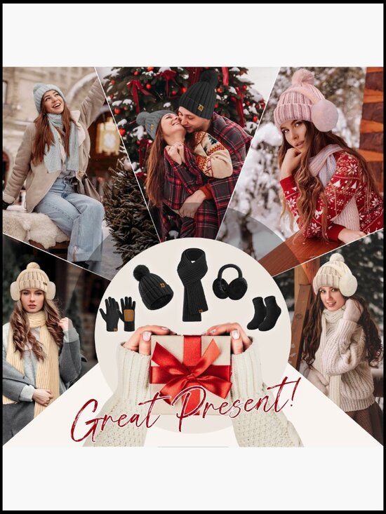 5-Piece Winter Set: Beanie, Scarf, Gloves, Ear Muffs, Fuzzy Socks main image 7